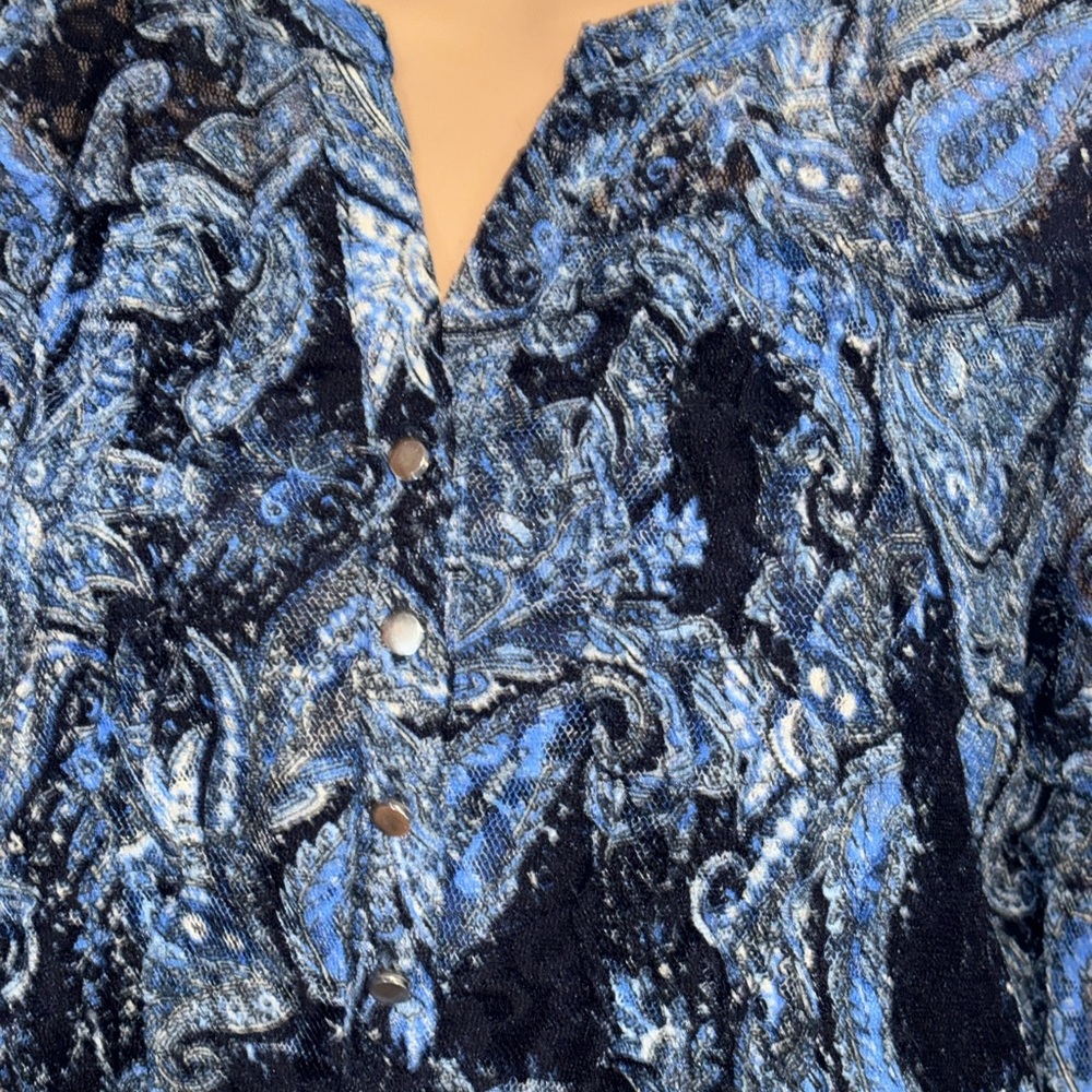 Westport XL Blue Paisley Tunic Blouse - Picture 2 of 8